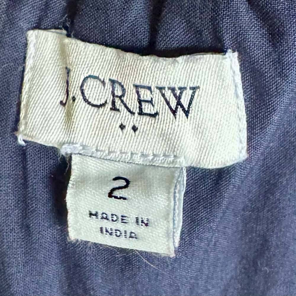 JCrew scalloped edge navy tiered dress with hot pink embroidery-size 2 - Picture 8 of 10